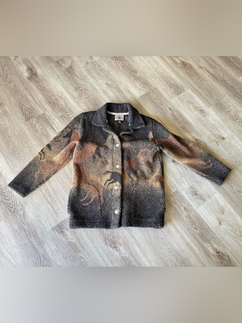 County Clothing Company Horse Country Western Fleece Jacket Size Medium Vntg 90s